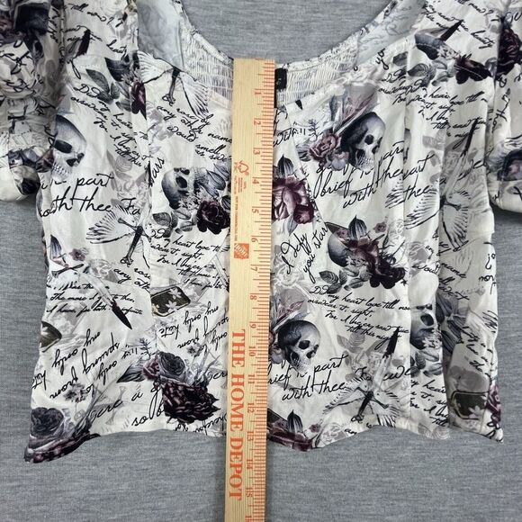 Thorn & Fable Women's Crop Top Extra Large Skull Romeo Juliet Puff Sleeve - Picture 5 of 11
